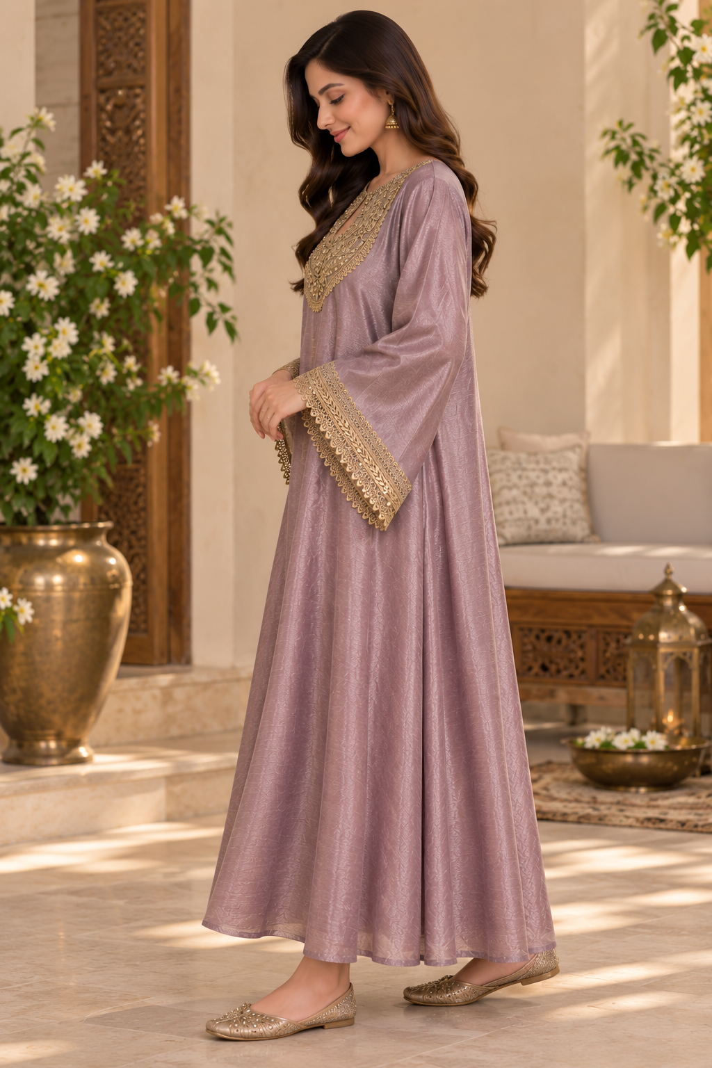 Mauve Shimmer Traditional -Style Dress