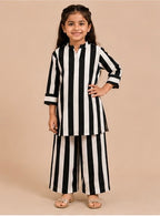 Mother-Daughter Matching Cotton Co-ord Set– Black & White Stripes