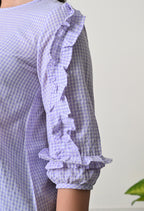 Lavender Gingham Ruffle Top