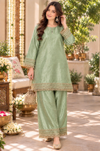 Farsi Gold-Green Kurta Set with Farshi Pants