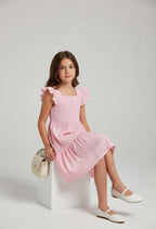 Pretty Pink Flutter Dress