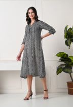 Black & White Printed A-Line Dress