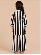Mother-Daughter Matching Cotton Co-ord Set– Black & White Stripes