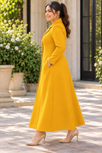 Mustard Scuba Coat Dress