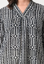 Black & White Printed A-Line Dress