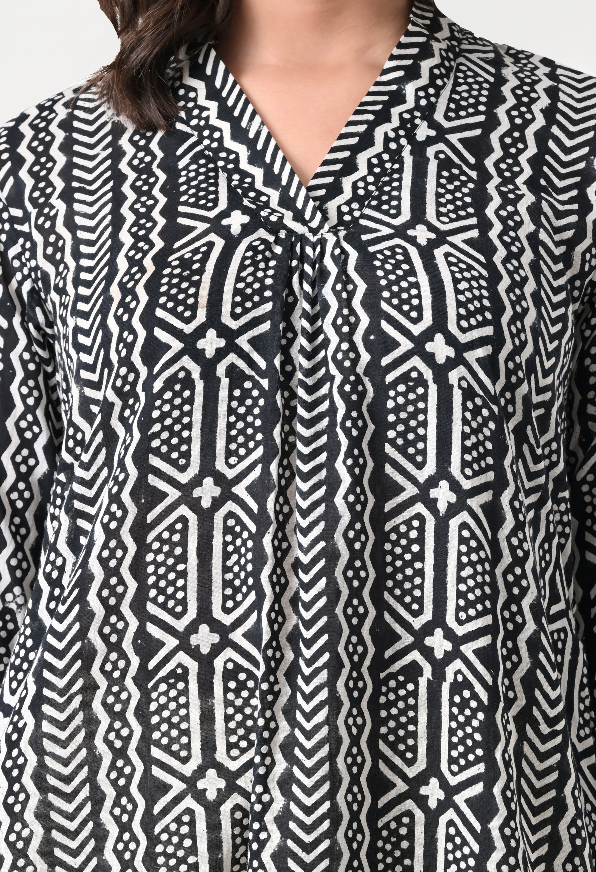 Black & White Printed A-Line Dress