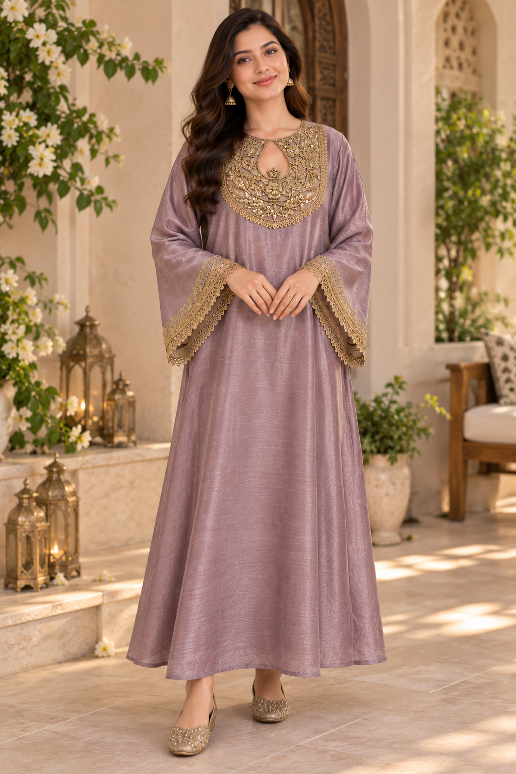 Mauve Shimmer Traditional -Style Dress
