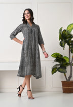 Black & White Printed A-Line Dress