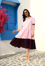 Blush Pink Tiered Midi Dress
