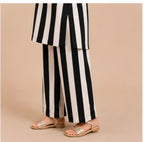 Mother-Daughter Matching Cotton Co-ord Set– Black & White Stripes