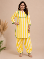 Sunshine Stripe Kurta Set with Farshi Salwar