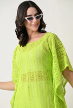 Neon Lime Crochet Kaftan Top