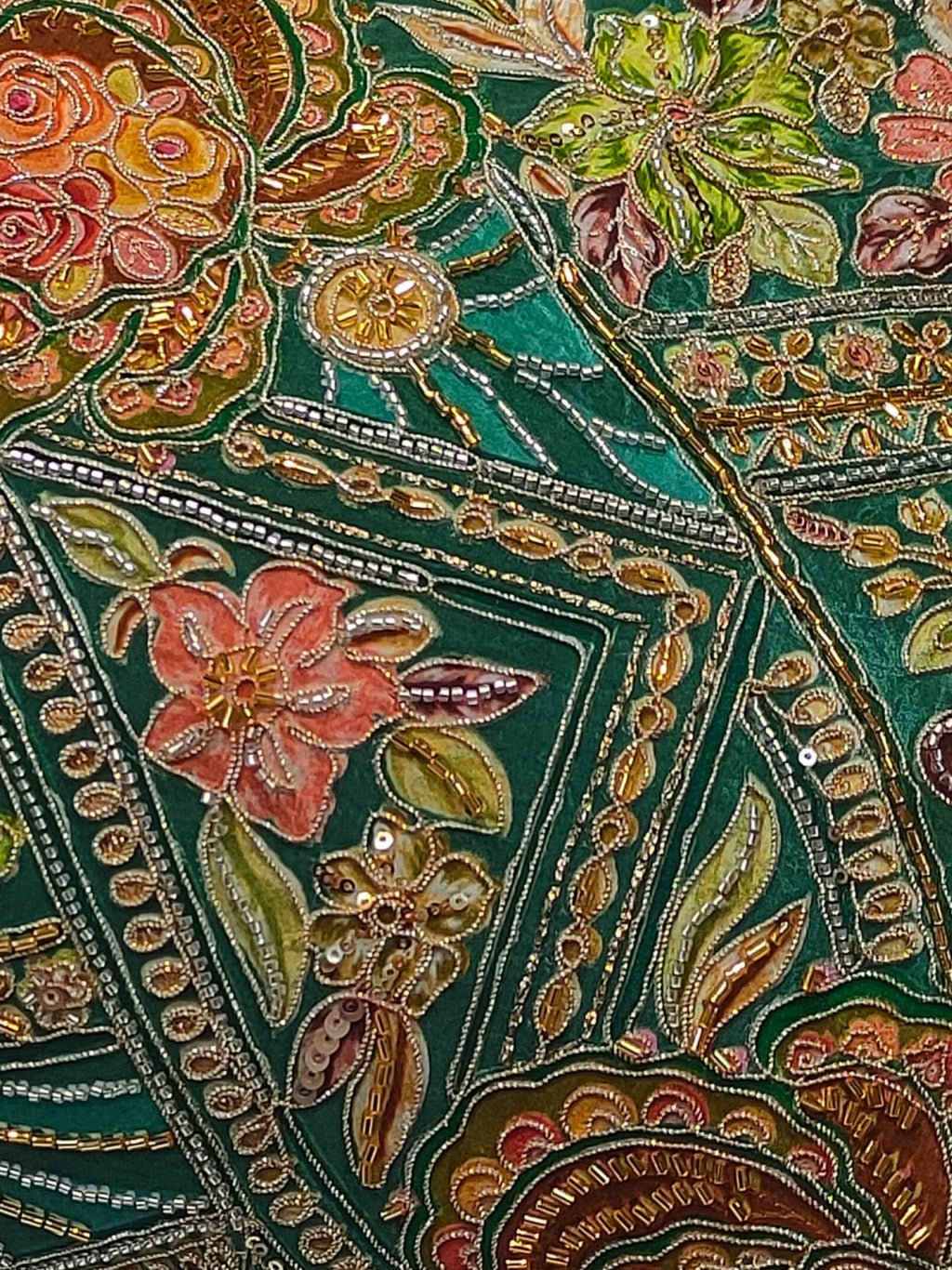 Emerald handwork on neck and hand Green Indo-Western Kurta Set