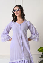 Lavender Gingham Tiered Midi Dress