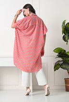 Red & White Striped Oversized tunic set