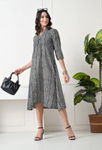 Black & White Printed A-Line Dress