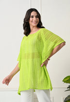 Neon Lime Crochet Kaftan Top