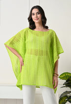 Neon Lime Crochet Kaftan Top