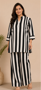 Black & White Striped Co-ord Set