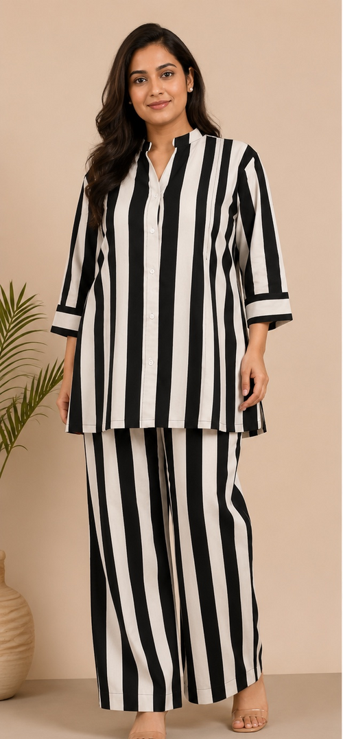 Black & White Striped Co-ord Set