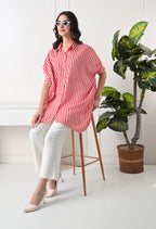 Red & White Striped Oversized tunic set
