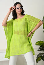 Neon Lime Crochet Kaftan Top