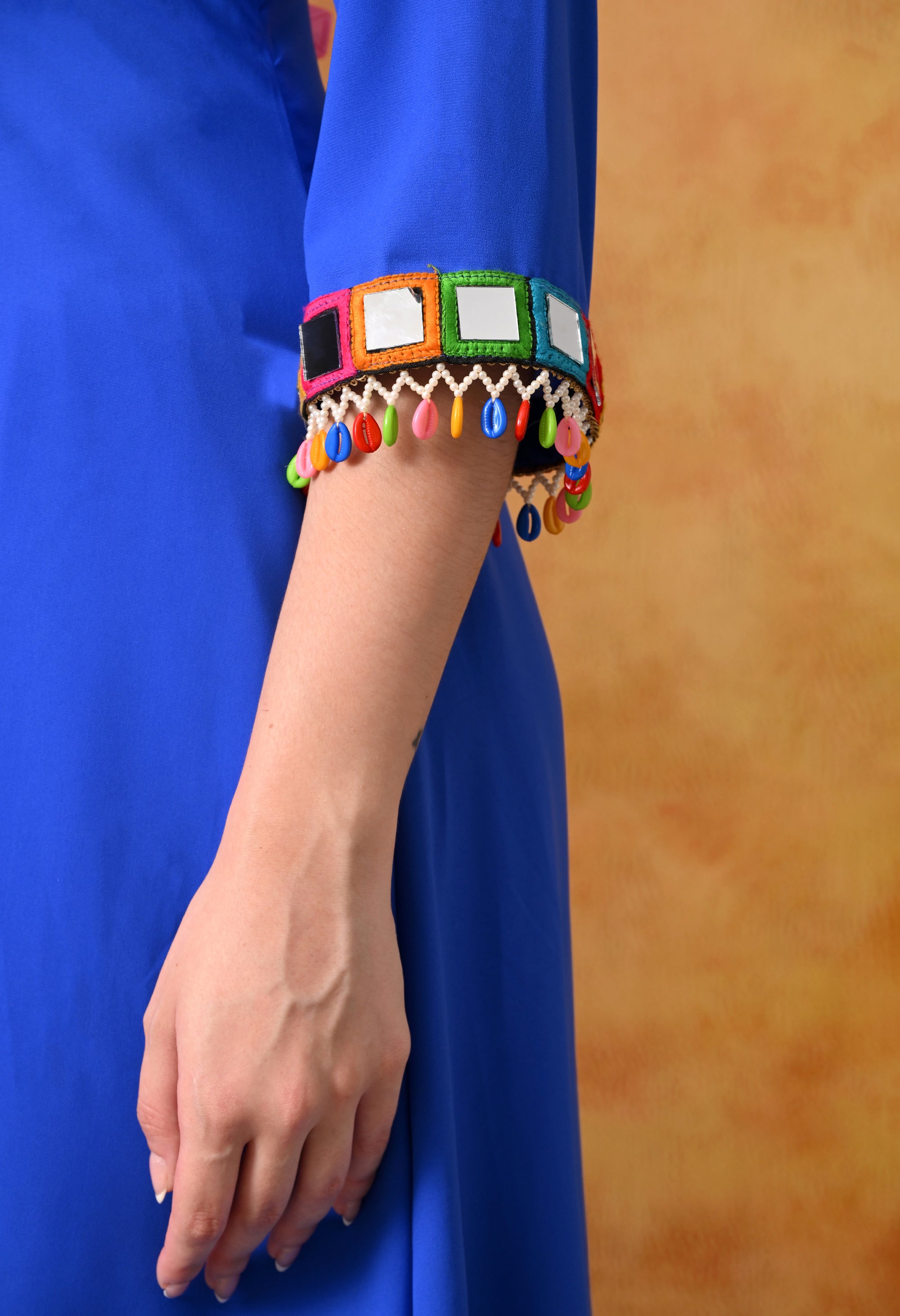 Blue Mirror Work Kurti & Palazzo Set