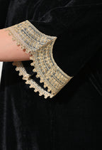 Black Velvet Kurta Set with Golden Lace