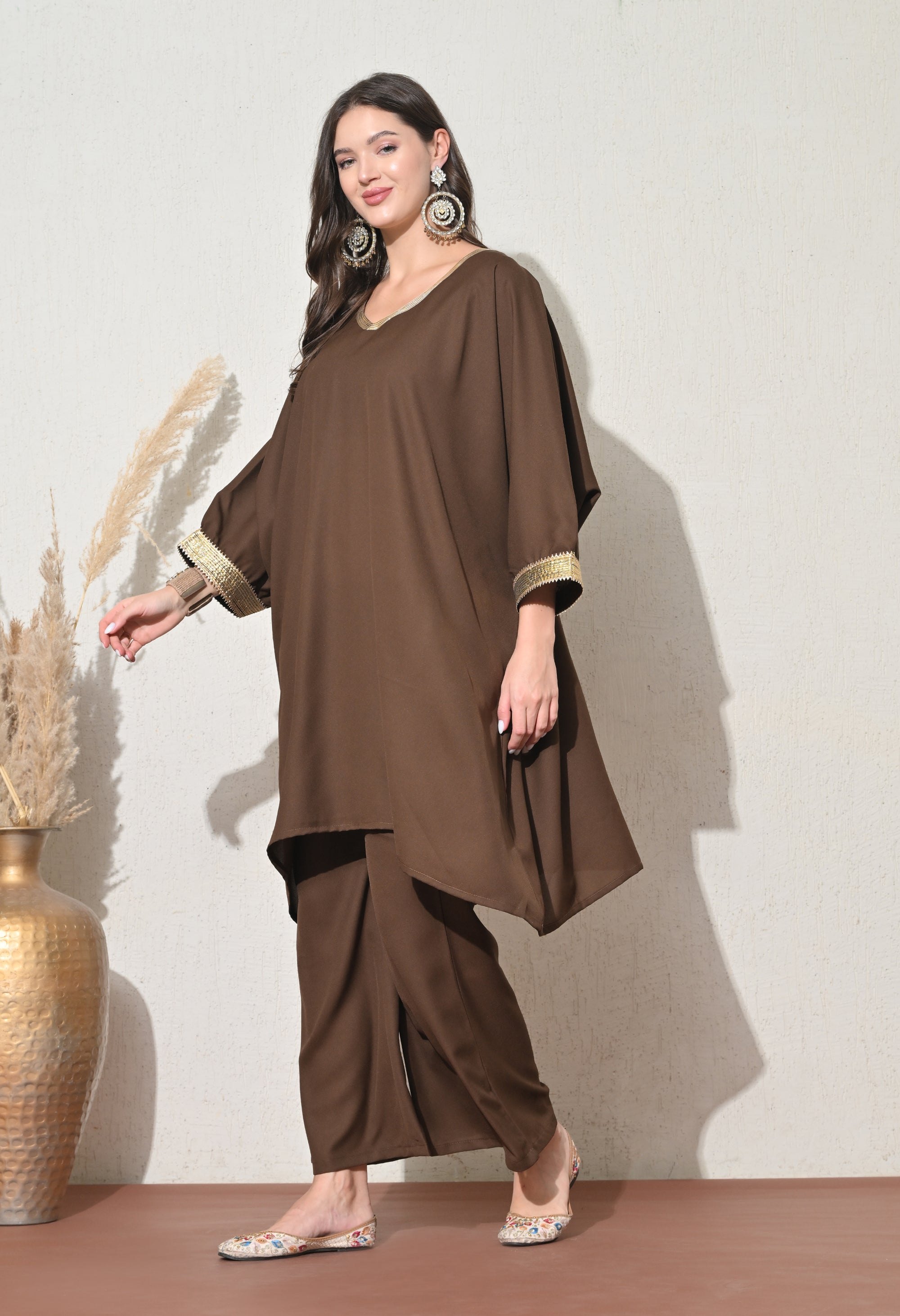 Brown Kaftan-Style Co-Ord Set