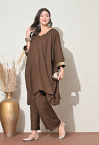 Brown Kaftan-Style Co-Ord Set