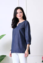 Denim V-Neck Tunic Top