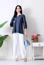 Denim V-Neck Tunic Top