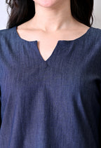Denim V-Neck Tunic Top