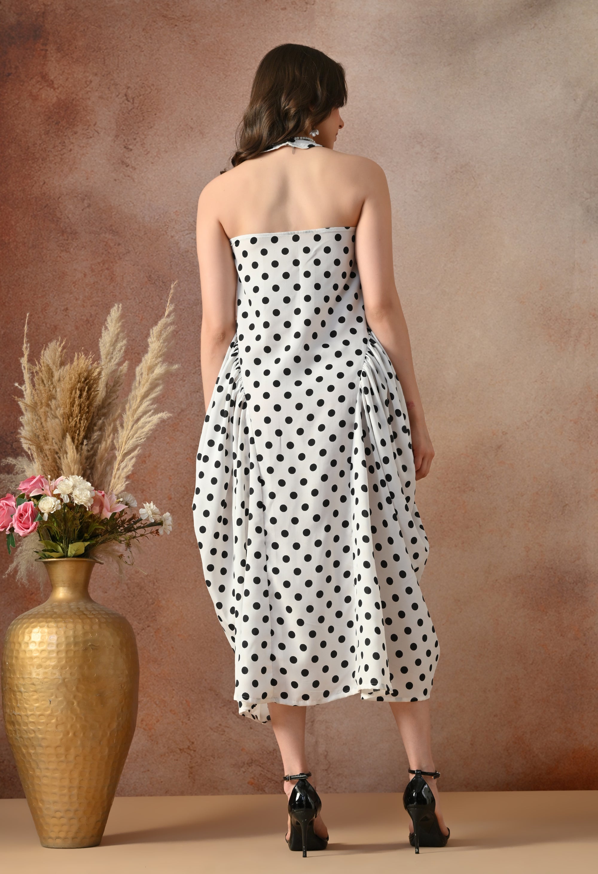 Classic Polka Dot Midi Dress