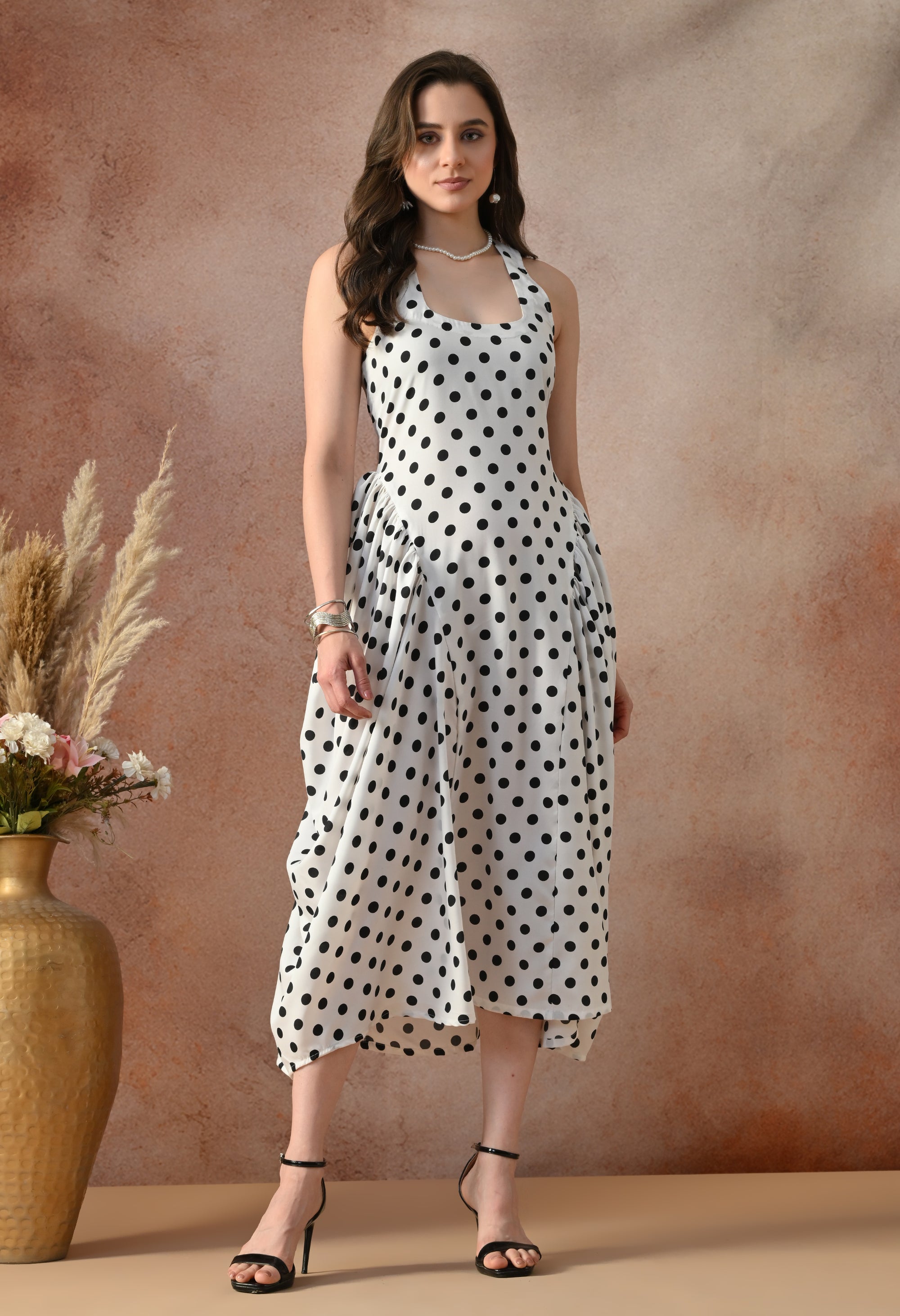 Classic Polka Dot Midi Dress