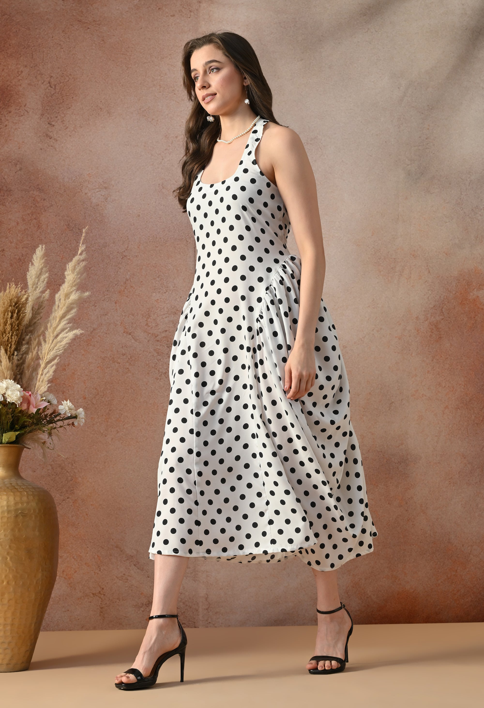 Classic Polka Dot Midi Dress