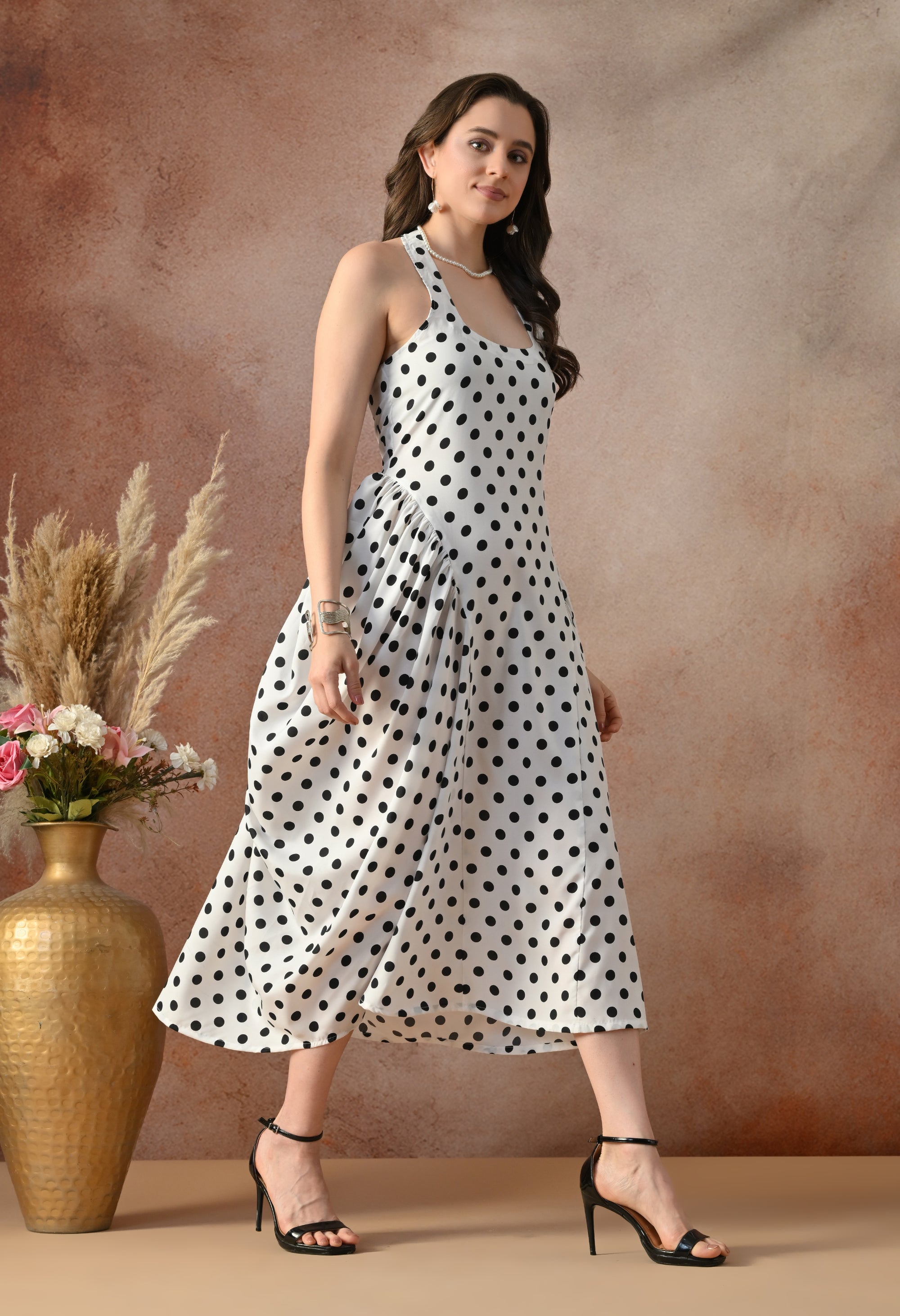Classic Polka Dot Midi Dress