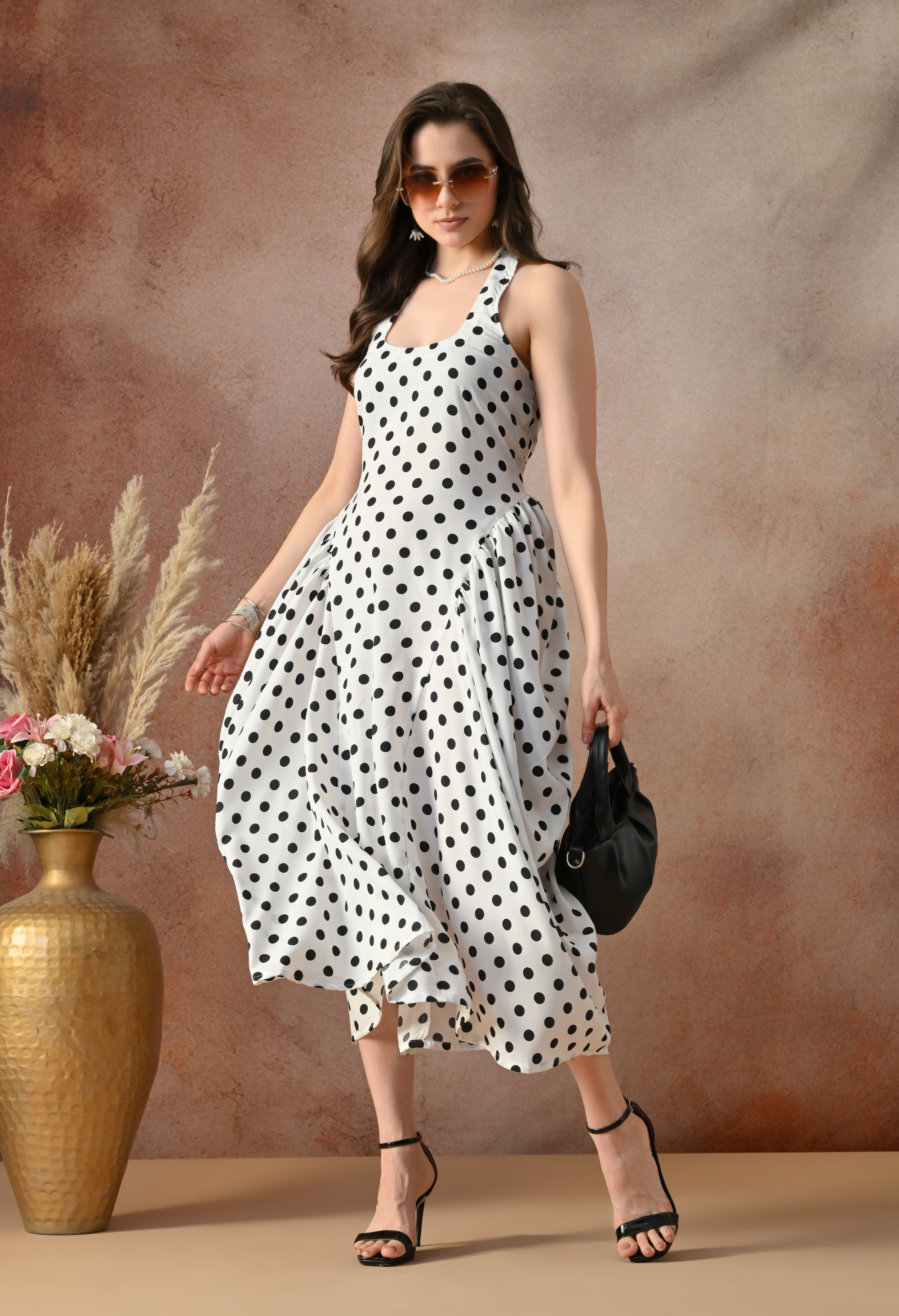 Classic Polka Dot Midi Dress