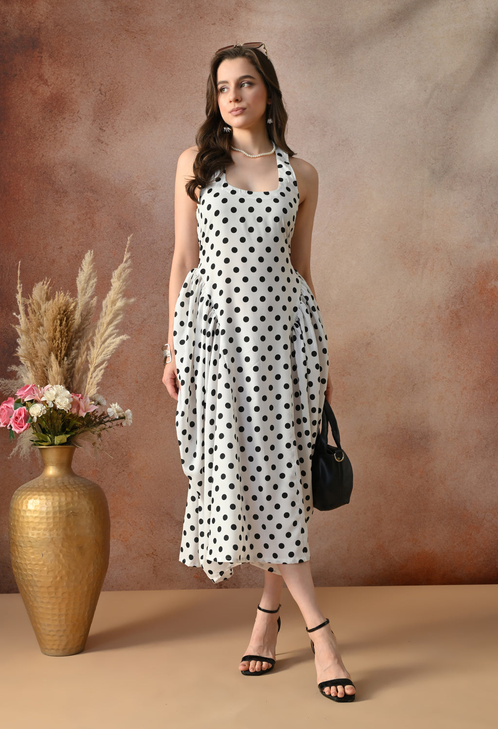 Classic Polka Dot Midi Dress