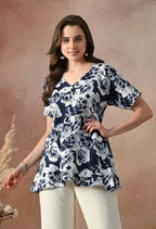 Midnight Floral V-Neck Top