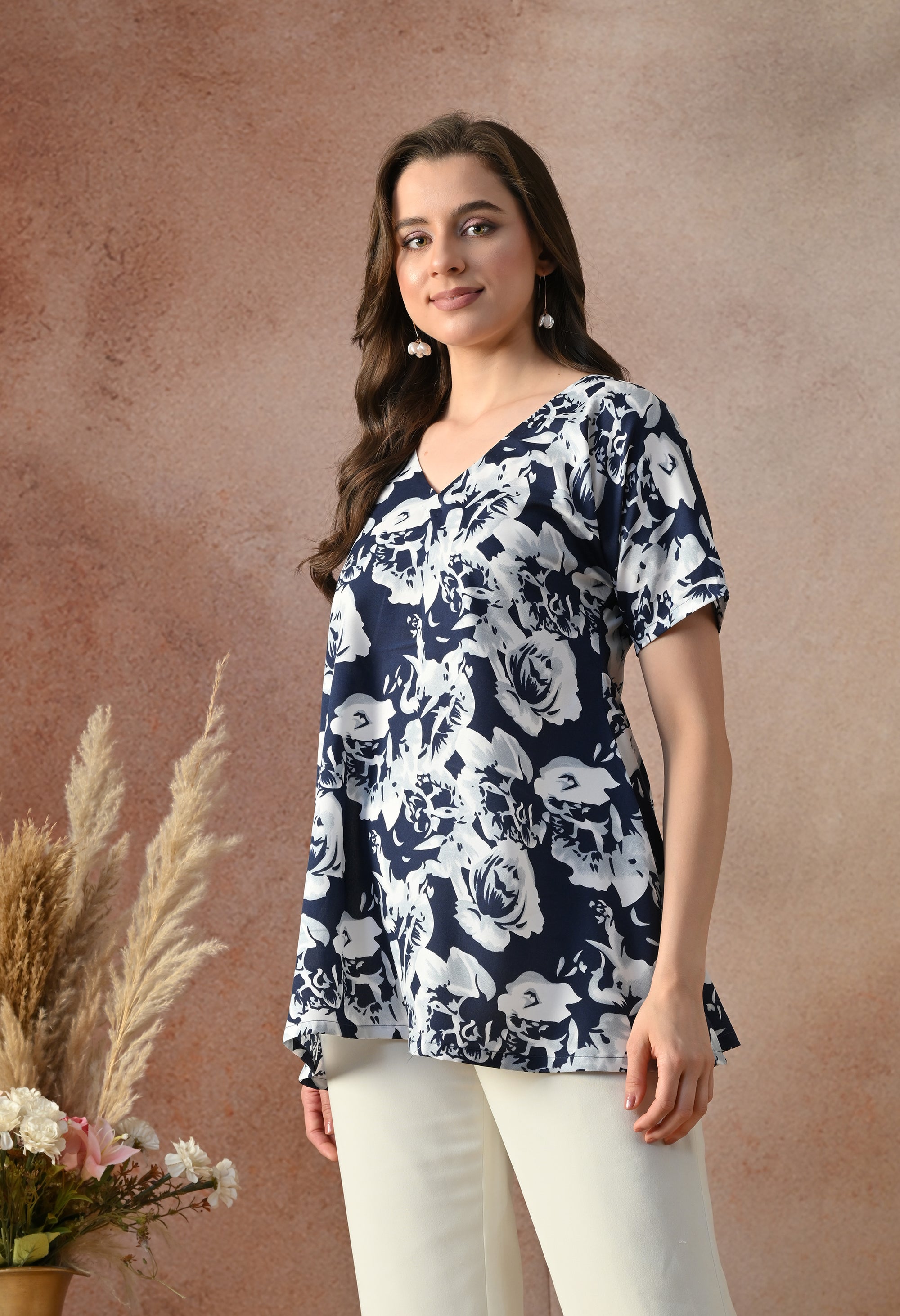 Midnight Floral V-Neck Top