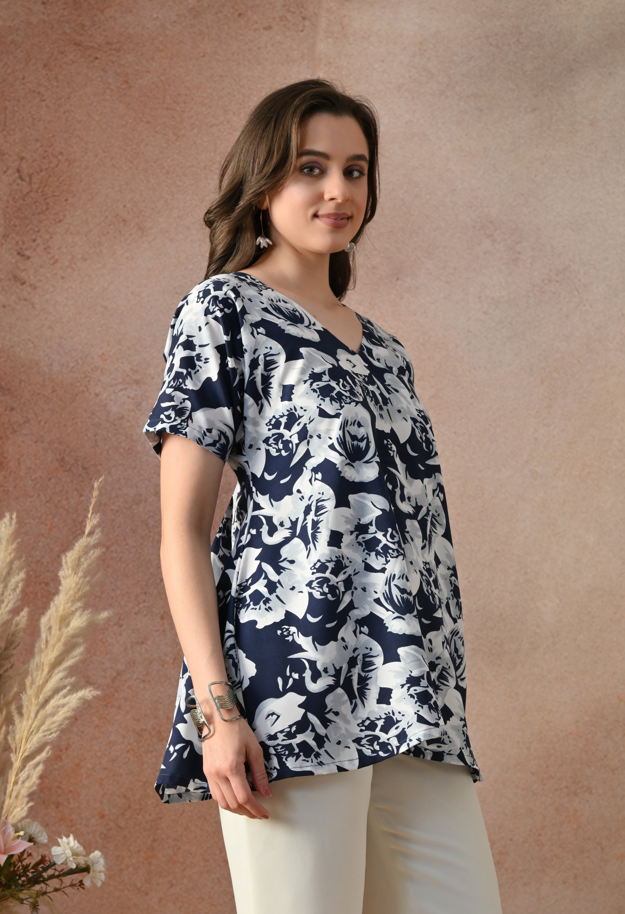 Midnight Floral V-Neck Top