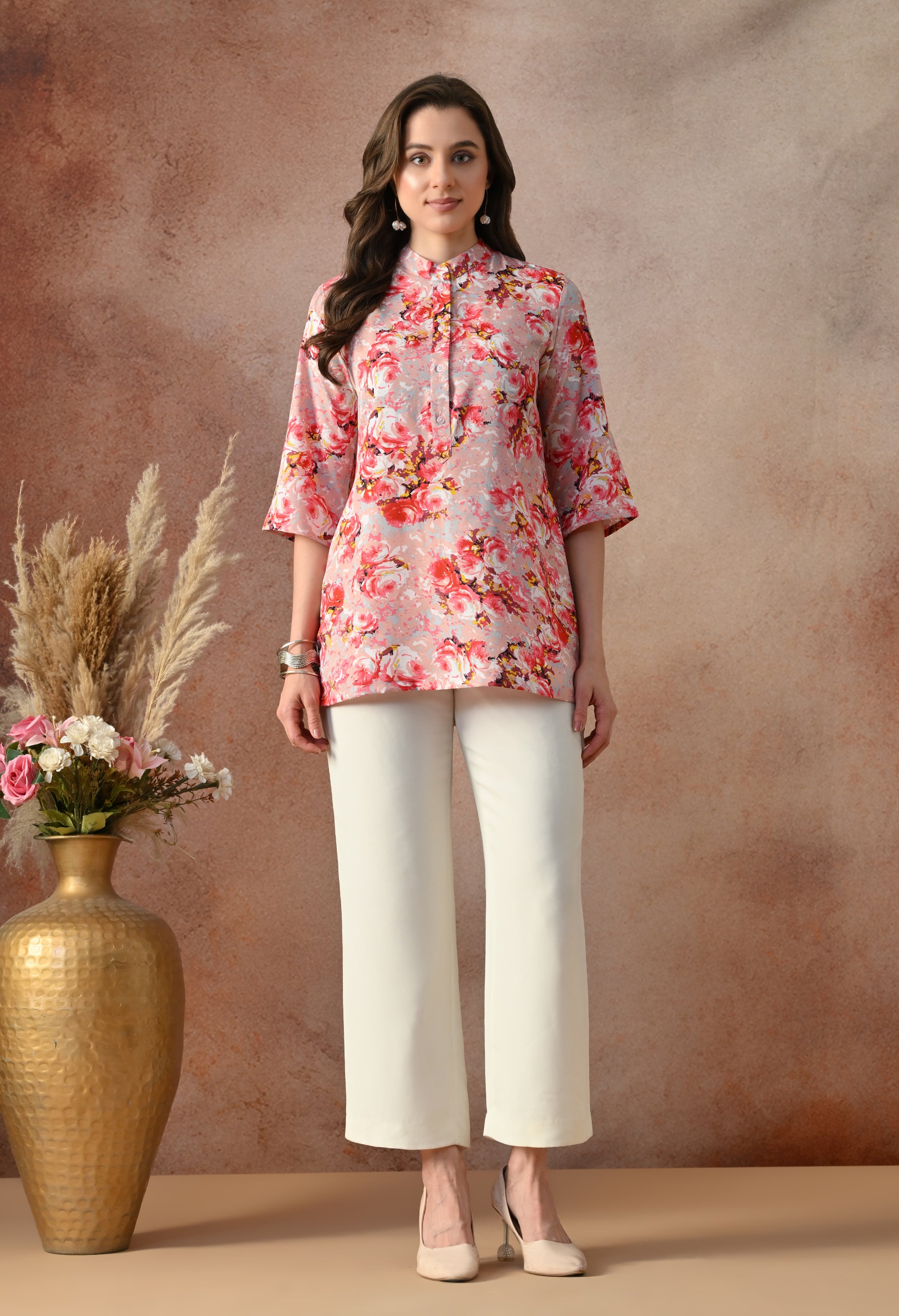 Blush Bloom Floral Tunic Top