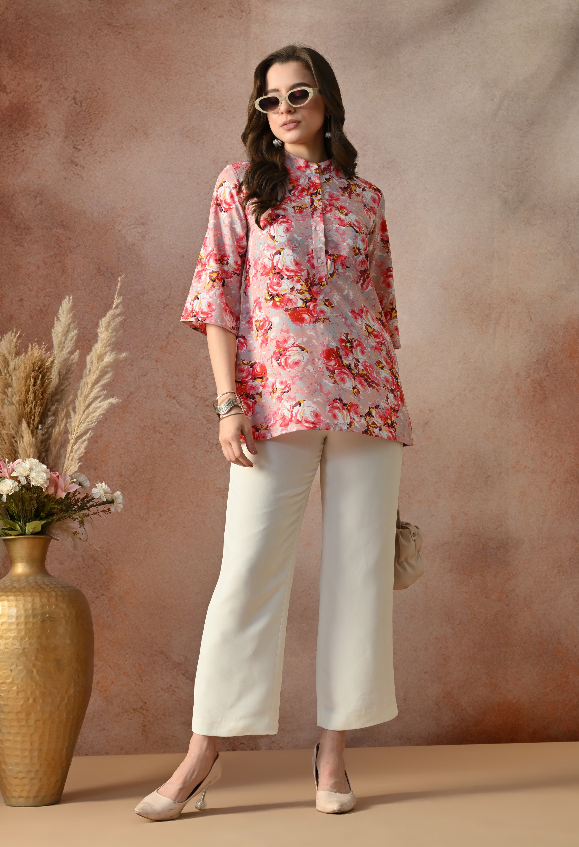 Blush Bloom Floral Tunic Top
