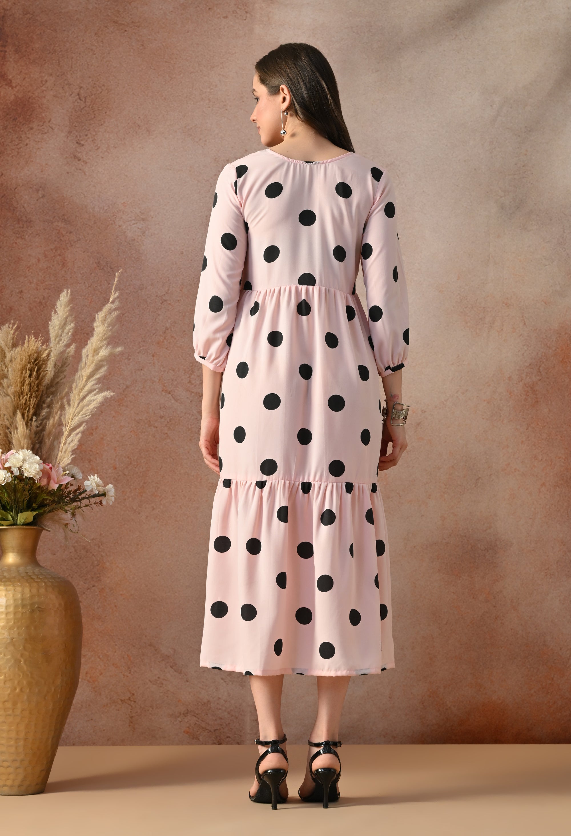 Blush Polka Dot Midi Dress