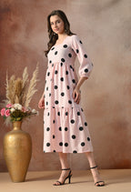 Blush Polka Dot Midi Dress