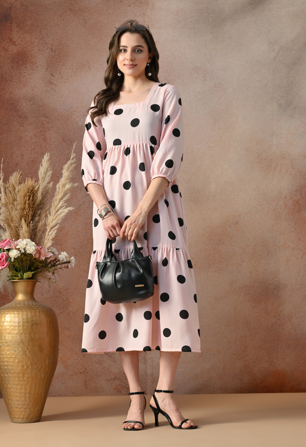 Blush Polka Dot Midi Dress