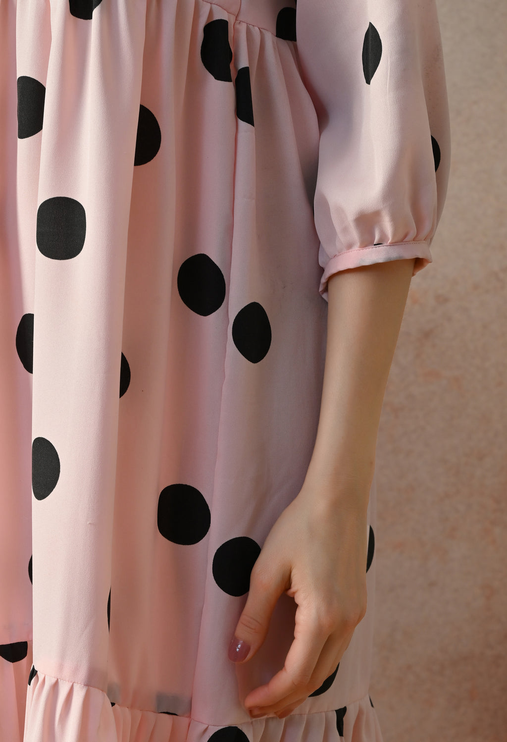 Blush Polka Dot Midi Dress