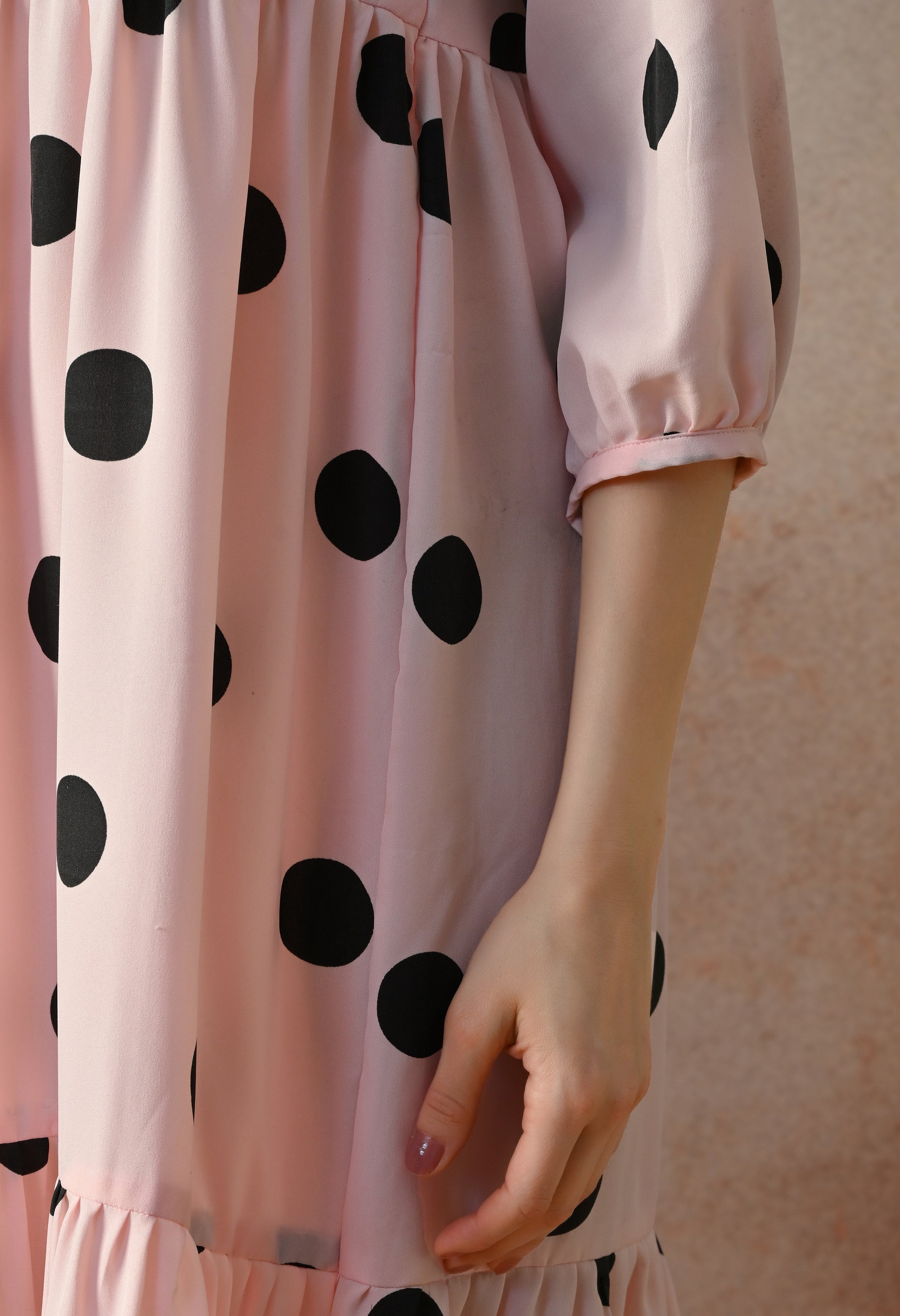Blush Polka Dot Midi Dress