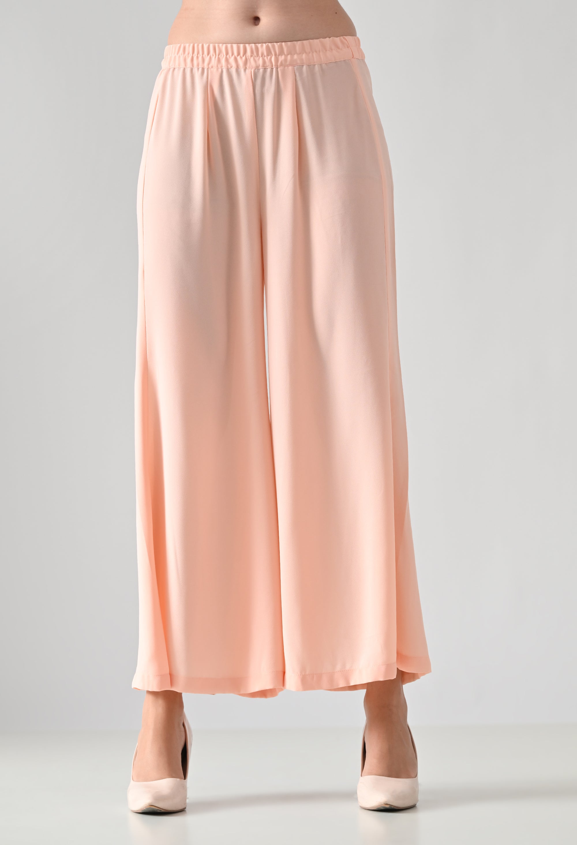 Peach Flared Kurta & Palazzo Set